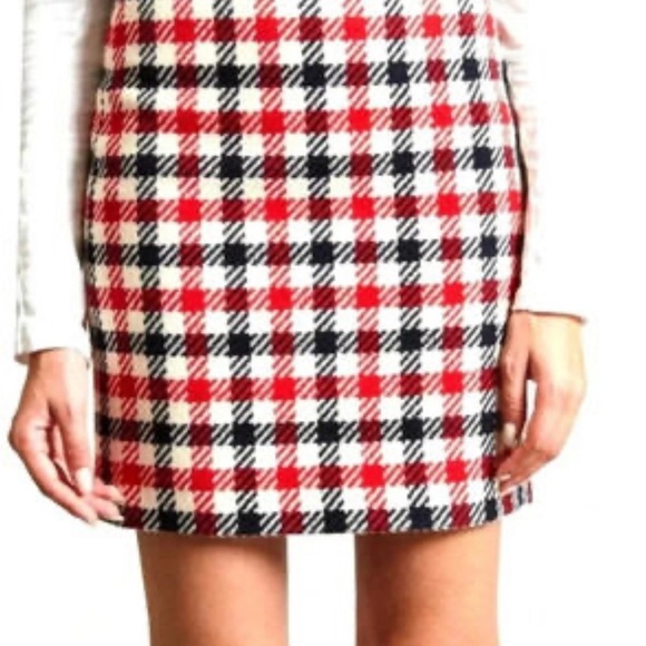 Talbots Plaid Mini Skirt - Red, Black, White - Picture 2 of 6